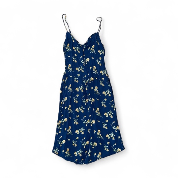 REFORMATION Navy Blue Fawn Floral MIDI Slip Dress Sz 2 EUC - Picture 2 of 9